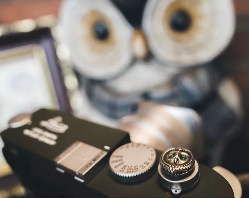 925 Silver Shutter release button - Owl